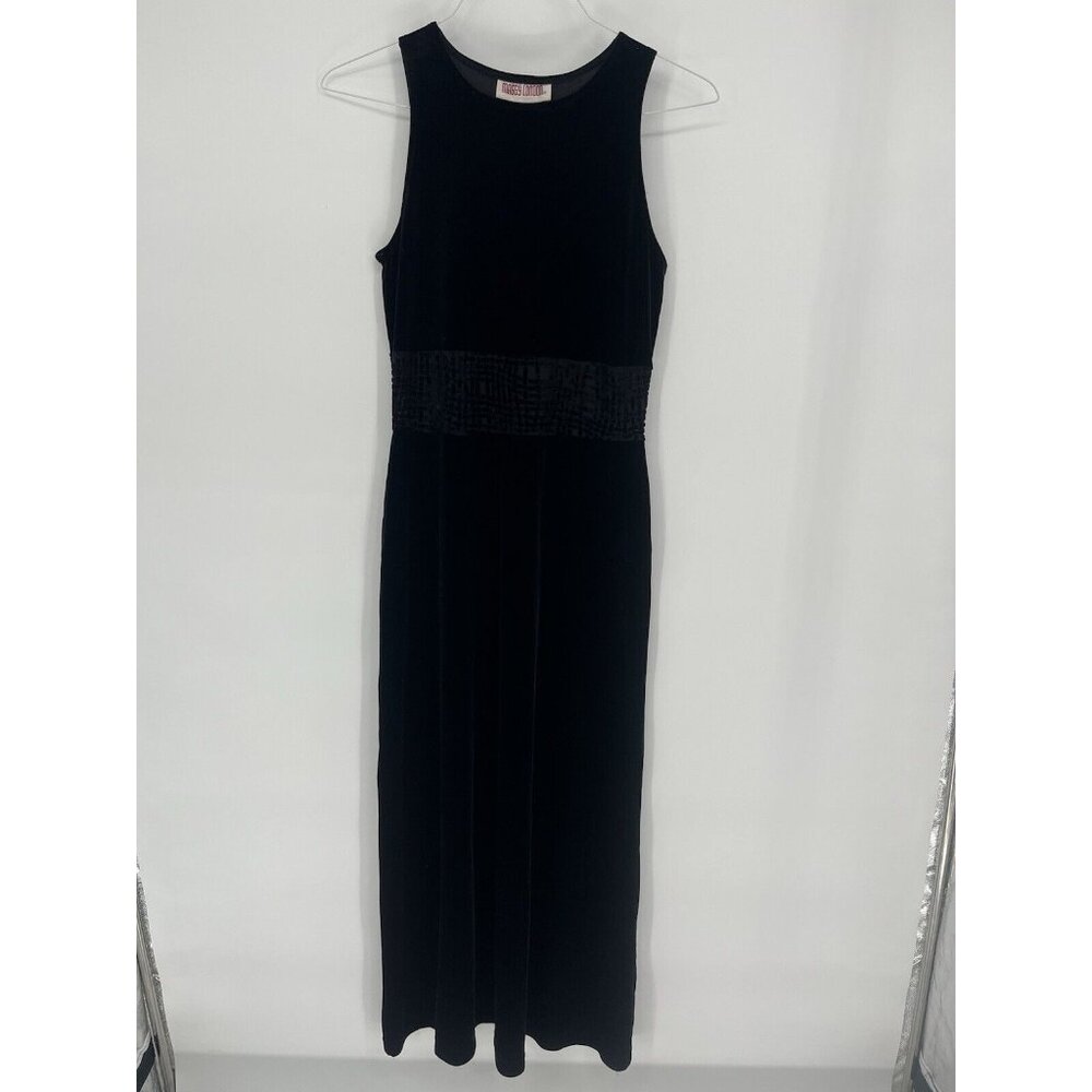 Maggy London Black Velvet Burn Out Panel Evening Small Dress whimsigoth